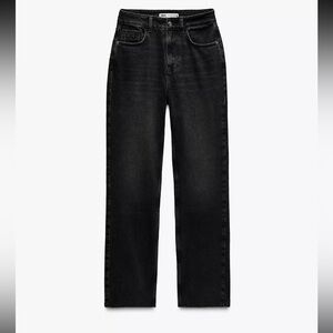 Zara Straight Cut High Waist Black Jeans